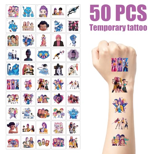 50 Pcs Temporary Tattoos for Kids, Cartoon Party Favors
