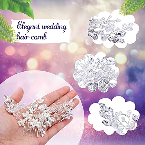 Wedding Hair Comb & 4 Bridal Pins Crystal Pearl Set