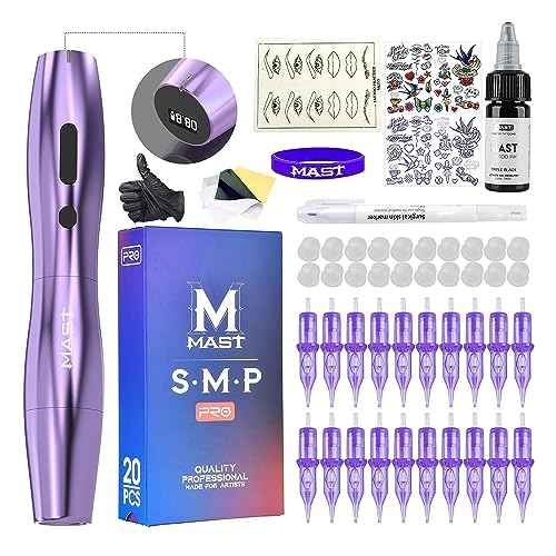 Mast Tattoo Kit, P20 Wireless Tattoo Pen Machine Gun Kit, The Slim Tattoo Pen with Digital Display Chargeble Battery, Pro Tattoo Needles Cartridges Black Ink for Women