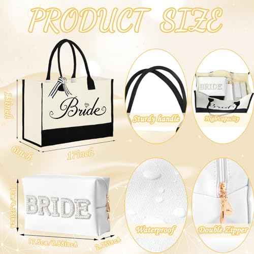 Bride to Be Gifts - Bridal Shower & Wedding Gifts - Bride Tote Bag, Slippers & Robe for Wedding Day