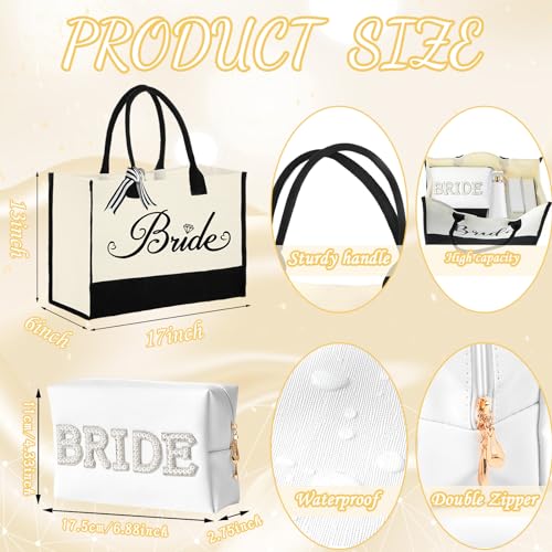 Bride to Be Gifts, Bridal Shower Gifts, Wedding Gift, Bride Tote Bag Makeup Bag Robe Slippers Hair Clip I Do Slippers Wedding Robe Cosmetic Bag
