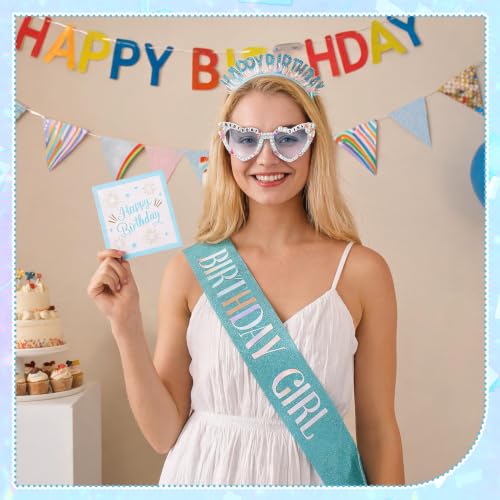 Birthday Girl Sash & Tiara Headband Set - 4 Pc Party Accessories