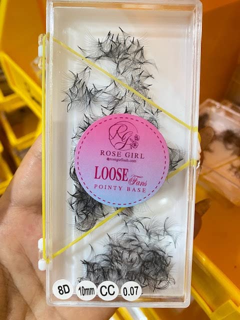 ROSE GIRL Loose Promade Fans - Natural Look Handmade Volume Eyelashes From 3D To 16D - C CC D DD Curl - False Lashes Extensions - Thickness 0.03~0.1 mm - 8~20 mm Length (8D-0.05-D (14mm))