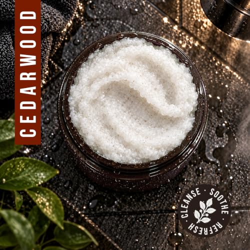 Body Prescriptions Men’s Exfoliating Body Scrub Cedarwood 21 oz – All Skin Types, Twist-Top Jar