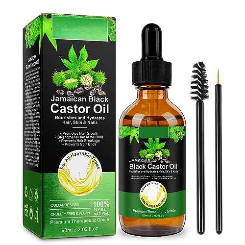 Castor Oil, Black Castor Oil for Hair Growth, 2 Fl Oz Pure & Cold Pressed Hair Oils for Eyelashes and Eyebrows, Moisturizing Scalp, Skin and Nails
