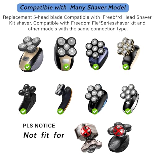 Head Shaver Replacement Blade Compatible with Grooming Bald Head Shaver,5 Blades Shavers Replacemen Heads for Bald Men Freedom Shaving,Electric Razor Blades Heads Compatible with Flex Series Shaving