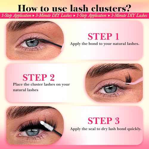 Volume Lash Clusters with Spiky Manga Lash Clusters 300D Eyelash Clusters 10-18MM Thick Wispy D Curl Cluster Eyelash Extensions 3D Fluffy Cluster Eyelash Extensions by FANXITON