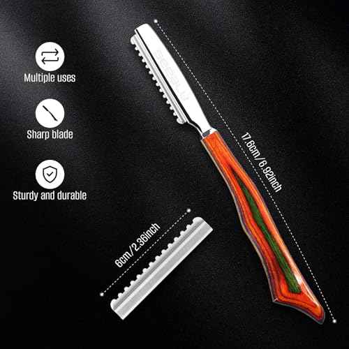 Hair Razors for Cutting, Wood Handle Hair Styling Razors, 10PCS Replaceable Stainless Steel Razor Blades, Professional Thinning Texturizing Razor for Women.