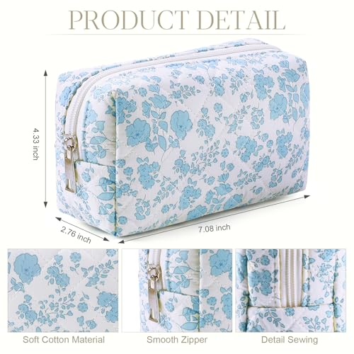 Paterr 6-Pack Quilted Cotton Makeup Bags Set - Bridesmaid Gift