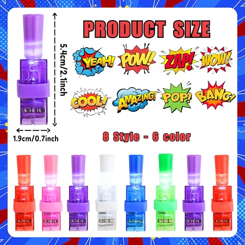 Hero LED Finger Lights & Tattoos 72 Pc Party Favor Set