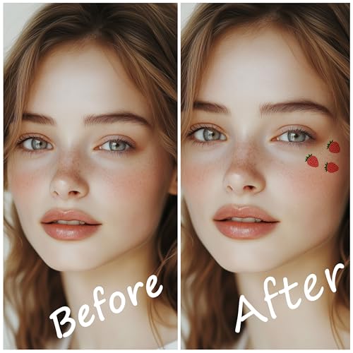 Strawberry Speckle Face Patches - 10 Waterproof Temporary Tattoos