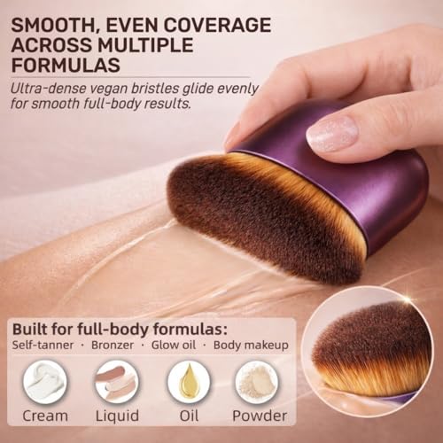 Self Tanner Brush, Self Tanning Applicator Face & Body Makeup Brush, Kabuki Foundation Brush, Body Bronzer Blending Brush for Legs Makeup Applicator for Liquid Cream & Powder Streak Free Even Coverage