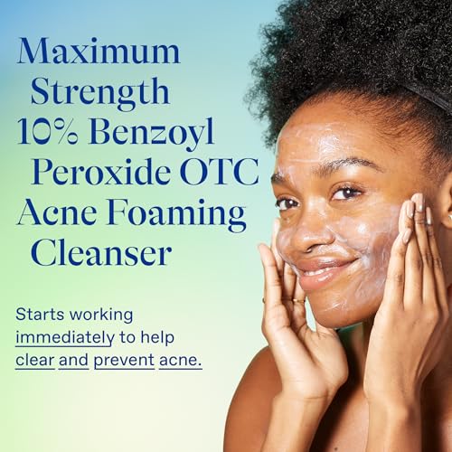 Differin Acne Face Wash with 10% Benzoyl Peroxide, Maximum Strength OTC Acne Foaming Cleanser, Fast Acting Acne Treatment for Face and Body, 5 oz.