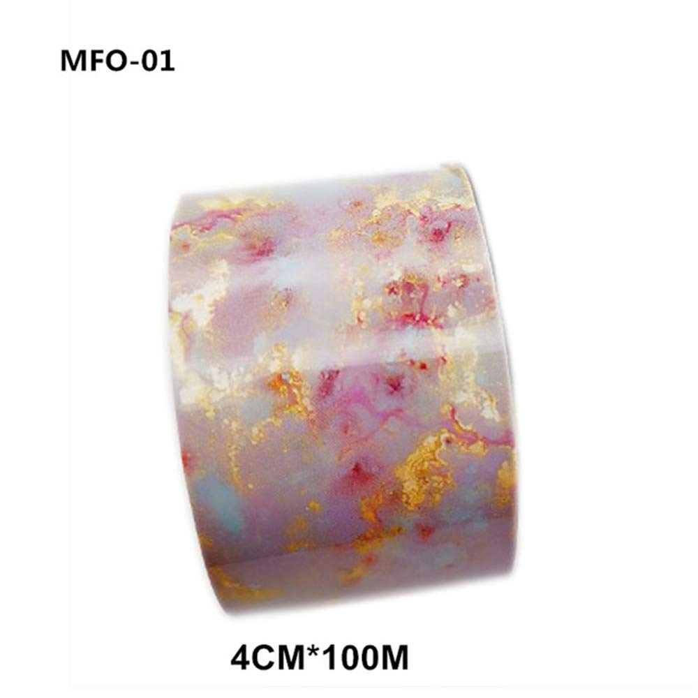 2 Rolls Nail Foils Marble Series Pink Blue Foils Paper Nail Art Transfer Sticker Slide Nail Art Decals Nails Accessories 100mx4cm DIY Nail Tips Sticker Decoration