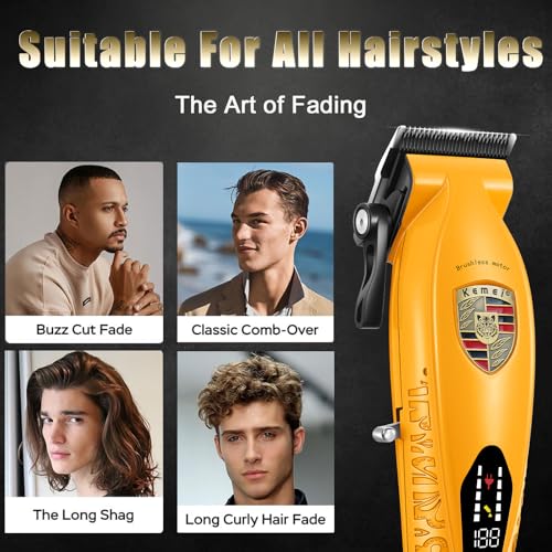 KEMEI KM-2230 Cordless Hair Clipper for Men with Charging Base - Orange