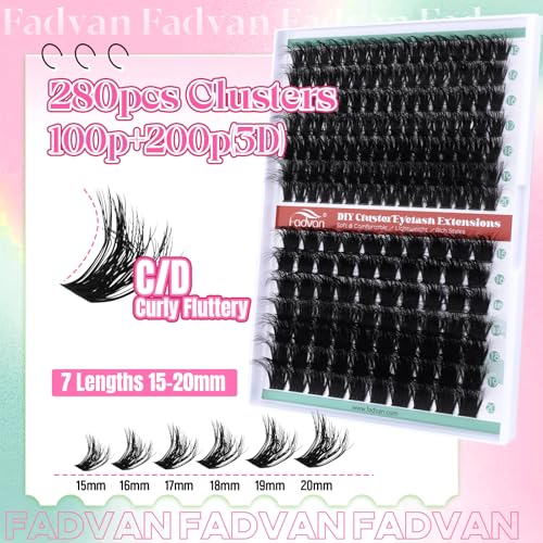 FADVAN D-Curl Lash Clusters 100D+200D Fluffy 3D Eyelash Extensions
