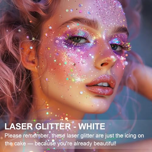 Body Glitter Gel Set - White Pink Blue Holographic Sequins