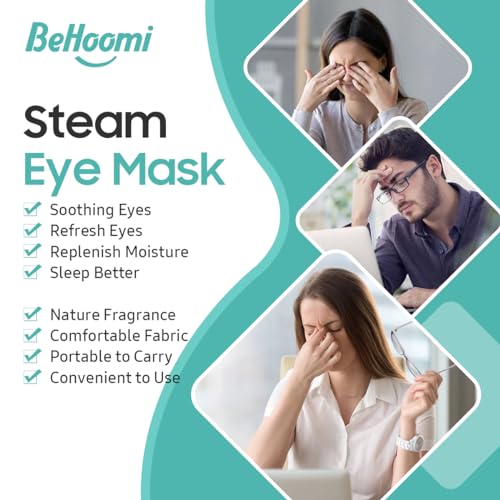 BeHoomi Steam Eye Mask 30-Pack, Self-Heating Warm Compress
