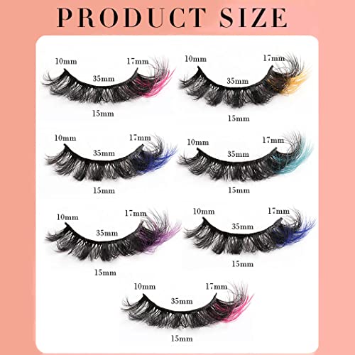 Uranian Colored Mink False Eyelashes 7 Pairs D Curl Fluffy