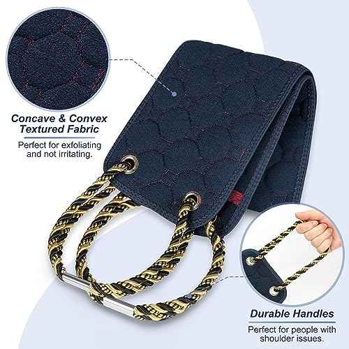 Exfoliating Back Scrubber with Handles, 39 Inch Double-Sided Back Exfoliator Body Scrub Towel, Exfoliating Washcloth Bath Tool for Use in Shower, Back Washer to Deep Clean Your Skin for Men & Women