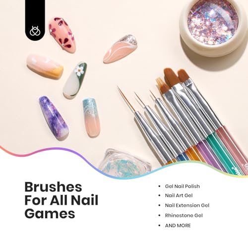 Beetles Red Gel Nail Polish Set and Beetles 6 Pcs Gel Nail Art Brushes Set