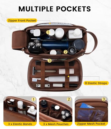 Vorspack PU Leather Toiletry Bag for Men - Water Resistant