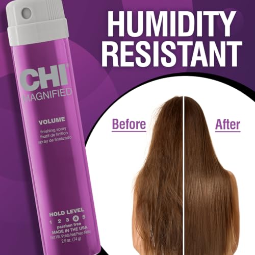 CHI Magnified Volume Finishing Hair Spray, Boosts Volume & Body For Maximum Fullness, Builds Resilience & Strength & Adds Shine, 2.6 Oz