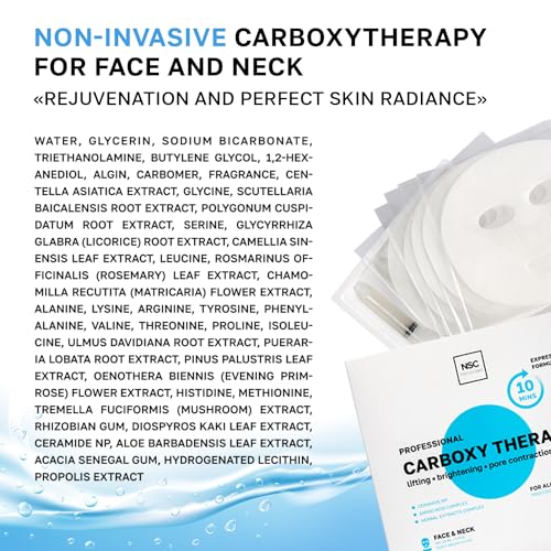 Name Skin Care Korean Carboxy CO2 Therapy Face & Neck Mask Set of 2 - Hydrating Oxygen Carboxytherapy Skincare Sheet Masks - Moisturizing Anti Aging Pore Tightening Brightening Facial Treatment Gel