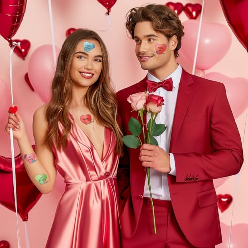 Cerlaza 140 Pc Valentine's Day Temporary Tattoos - 20 Designs, Waterproof