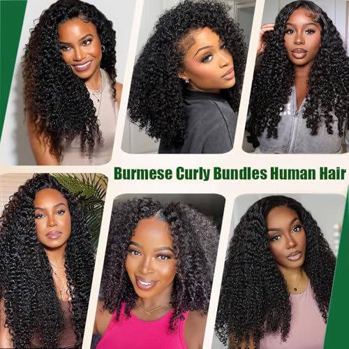 Burmese Curly Human Hair Extensions 24-28 Inch 3 Bundles Unprocessed Brazilian Virgin Hair