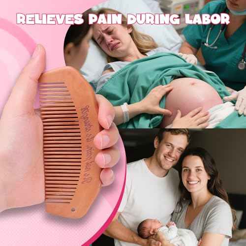 Birth Comb & Massage Roller Ball Kit for Women Labor and Delivery Essentials, Wooden Labor Comb Pregnancy Must Haves, Designed for Expectant Moms