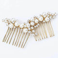 Pearl Rhinestone Bridal Hair Comb Set - Gold Wedding Hair Accessories