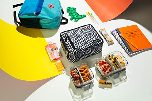 PackIt Freezable Classic Lunch Box, Checked Out, Built with EcoFreeze Technology, Collapsible, Reusable, Zip Closure With Zip Front Pocket and Buckle Handle, Perfect for School Lunches