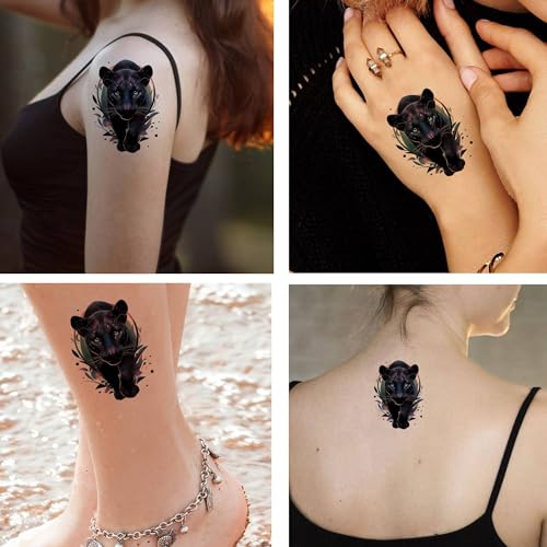Panther Temporary Tattoos - 6 Sheet Set for Men & Women