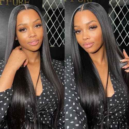 2x6 HD Swiss Lace Melt Skin Lace Closure Long Deep Parting Raw Hair Materials Straight Style Much Fuller with Natural Hair Line Human Hair Natural Black Color (14inch, HD 2x6 lace closure)