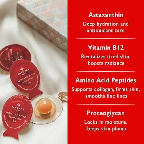 COCOCHI Cream Facial Masks for Women & Men, Mini Hyaluronic Acid Face Mask by Vitamin B12, Collagen Peptides, Overnight Face Mask & Anti Aging Face Masks Skincare for Sensitive Skin from Japan 5EA