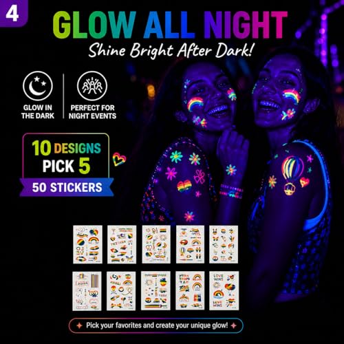 Rainbow Stud Earrings & Tattoo Set - 3 Pairs + 5 Sheets