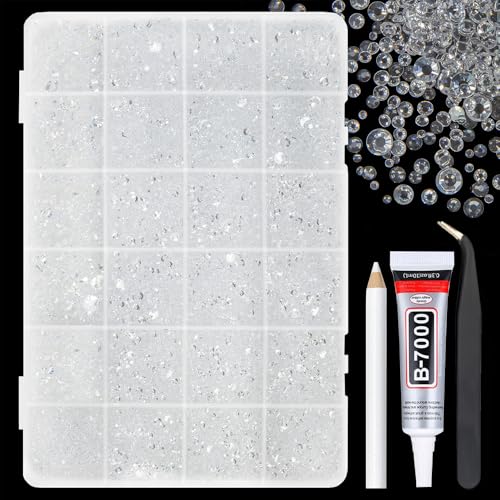 Qiipii Transparent Jelly Resin Rhinestones with B7000 Glue - 2mm-6mm Flatback Gems for Crafts & Jewelry (Variation: Jelly Ab)