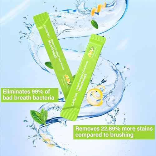 Travel Size Mouthwash Packets ? Individual Mini, Alcohol & Fluoride Free, Grapefruit Mint Flavor, Mouthwash to Go for On-The-Go Freshness, Bulk Packets 0.41 Fl Oz(Pack of 20)