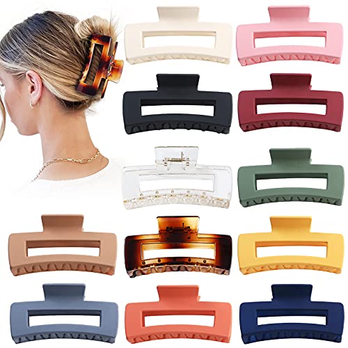 Large Hair Claw Clips for Thick Hair - 12 Pack Jaw Clips