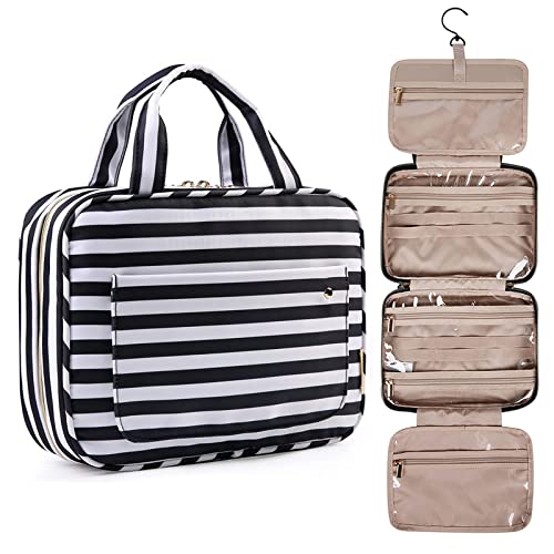 BAGSMART Toiletry Bag Travel Bag with Hanging Hook, Bonchemin Water-resistant Makeup Cosmetic Bag Travel Organizer for Accessories, Shampoo, Full Sized Container, Toiletries, Large