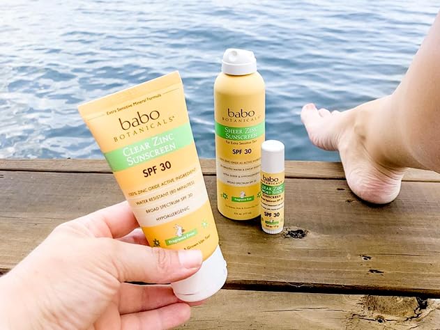 Babo Botanicals Sheer Zinc Mineral Sunscreen Lotion SPF30 - Natural Zinc Oxide - Shea Butter - Face & Body - Water Resistant - Fragrance-Free - EWG Verified - Vegan - For all ages - 3 Fl.Oz.