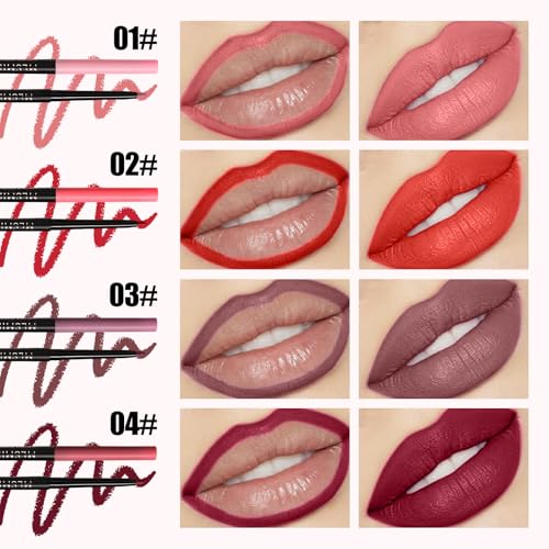 MLSMILE 4PCS Matte Lip Liner Set - Waterproof, Longwear & Smooth