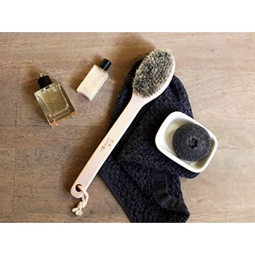 Japanese Body Brush for Bath or Dry Brushing, Exfoliation, Cellulite Treatment, Long Handle, Hard