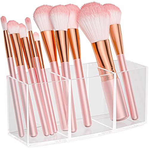 2 Pack Makeup Organizer Set, Rotating Makeup Organizer with 6 Drawers, Makeup Brush Holder, Clear