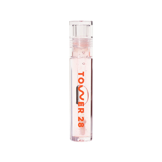 Tower 28 ShineOn Lip Jelly, CHILL, Non-Sticky Lip Gloss, Clear Vegan Lip Gloss, Moisturizing Apricot and Raspberry Seed Oil, Clean, Cruelty Free