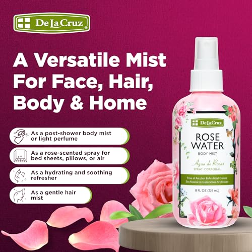 De La Cruz Pure Rose Water Body Mist - 8 fl oz