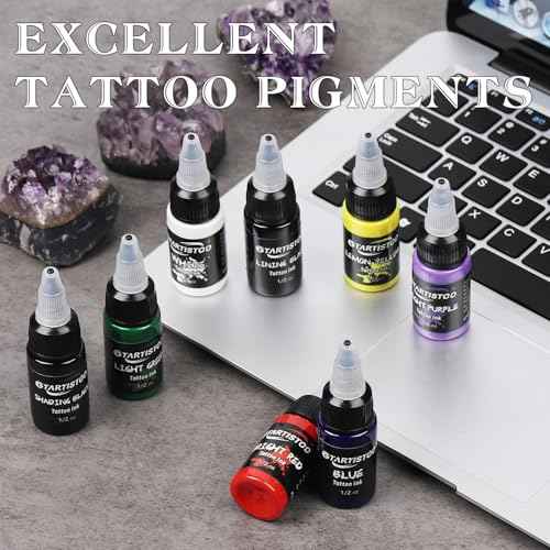 GTARTISTOO 8 Colors Tattoo Ink Set 1/2 OZ(15ml)/Bottle Professional Tattoo Ink Tattoo Inks Pigment Kit