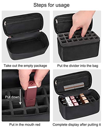 Lipstick Organizer Bag with 21 Compartments - Travel Makeup Case