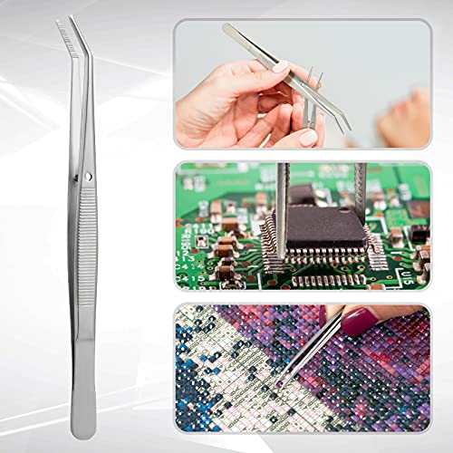 Honoson Stainless Steel Curved Tweezers Set - 10 Pack